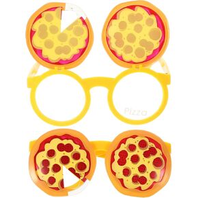 2pcs Funny Pizza Glasses, Creative Party Eyewear for Adults & Kids, Photo Prop for Birthdays, Luau & Themed Parties