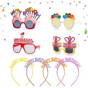 Funny Sunglasses & Costume Masks for Birthday Parties, Multi-Shaped Novelty Shades to Add Humor to Any Festivity(4PACK-A)