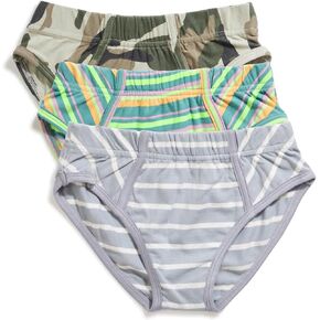 100% Cotton Lycra Stripes Boy's Brief, Regular Fit Multicolour, Breathable & Super Soft Fabric, (Pack of 3)
