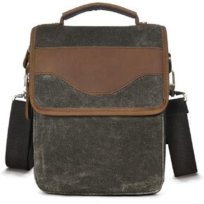 Canvas + Genuine Leather Travel A4 Tote Satchel Messenger Cross-body One Shoulder Bag For Men Male FB144