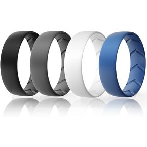 Silicone Ring Men,Inner Arc Ergonomic Breathable Design Mens Rubber Wedding Band,Engagement Bands 8.5mm Wide,2mm Thick - 1/4/5/6/7 Variety Multipack