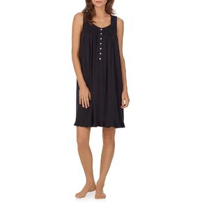 Eileen West Short Nightgown for Women - Eileen Soft Tencel Modal 36" Sleeveless Sleep Dress - Iconic Black, Large