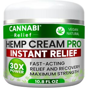 Саnnаbі Rеlіеf Hemp Cream Maximum Strength 10.14 FL. OZ — Relieve Muscles, Joints, and Back Target Area — 10-in-1 Potent Formula | Body Gel Infused with Hemp Oil, Menthol, Rosemary, Calendula