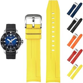 21mm FKM Rubber Band For Tissot Seastar 1000 Powermatic 80 T120407A, Replacement Curved End Watch Band For Tissot Seastar 1000 Watches