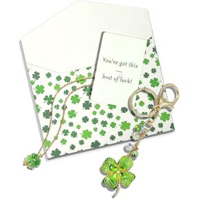 HappyNest Four Leaf Clover Necklace Gift Set – Includes Elegant 4 Leaf Clover Necklace, Four Leaf Clover Keychain, Card & Envelope – Mother's Day Birthday Farewell Gift for Women Sister Friend Coworker