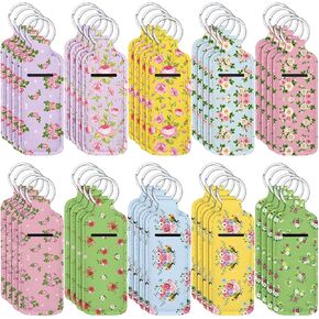 Ctosree 40 Pcs Flower Keychains Gifts Bulk Floral Rose Theme Lip Balm Keychain Holder with Portable Clip Lipstick Lip Gloss Sleeve Pouch Set Lipstick Holder Keychain, 10 Pattern