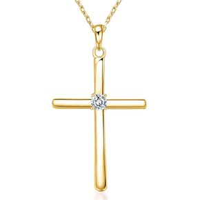 Cross Necklace for Women, Exquisite Gemstone, 18K Gold Necklace for Women, Gold, Cubic Zirconia