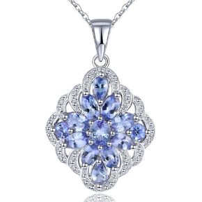 قلادة قلادة طبيعية تنزانيت للنساء Hypoallergenic S925 Sterling Silver Style SPORITAL SPIRESTER