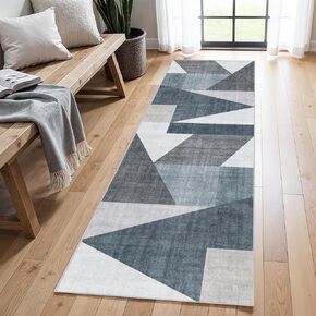 Washable Modern Area Rug: 5x7 Geometric Area Rugs for Living Room & Bedroom with Non-Slip Backing Modern Geometric Carpet for Living Room Brown Grey 5'x7'.