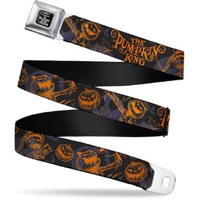 Disney Belt, Seatbelt Buckle Belt, The Nightmare Before Christmas The Pumpkin King Black Orange, Adjustable