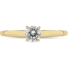 1/3 Carat Round Diamond Solitaire Ring in 14K Yellow Gold