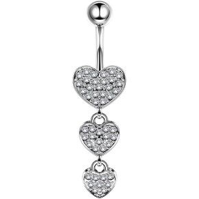 Stainless Steel Danging Belly Button Rings 16g 3/8 10mm 8mm Clear Crystal Ball Earrings Piercing Jewelry More Theme