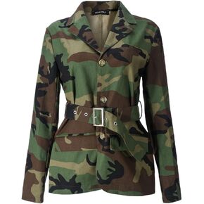 Women 2024 Fall Winter Oversized Camo Jean Blazer Jacket Long Sleeve Camouflage Denim Tops Fashion Trench Coats