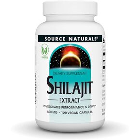 Source Naturals Shilajit Extract, Vegan Dietary Supplement, Invigorates Performance and Drive*, 500 mg, Vegan Capsules (120)