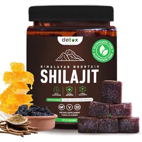 Detox Organics SHILAJIT Gummies | Authentic Shilajit Blend with Himalayan Ashwagandha & Sweetened Organic Manuka Honey | Crafted for Vitality & Immune Support - Glyphosate-Free - 60 Count
