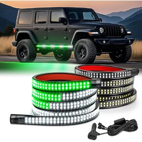 Nilight 2PCS 70 Inch Emergency Strobe Light Strip 1125 LED Running Board Lights Amber White Flexible Side Flashing Warning Caution Safety Waterproof for Truck Construction Vehicles Pickup
