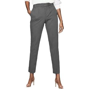 Womens Dress Pants High Stretch Straight Leg Gray Pants for Work Business Casual with Pockets Small