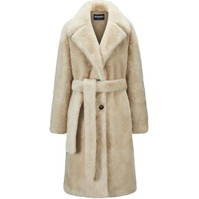 GRAN ORIENTE Faux Mink Fur Thickened Fuzzy Long Winter Coat,Warm Lined Parka Overcoat Outerwear For Women