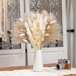 Natural Dried Pampas Grass Bouquet, Bunny Tails Dried Flowers - Fluffy Boho Home Decor Perfect as a Warm Gift, Rural Farmhouse Party, Living Room, Entry Way Table Home Decor, and Wedding Decor (54)
