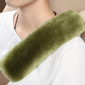 Soft & Cozy Australian Sheepskin Car Seat Belt Covers,2 Pack Fluffy Seatbelt Pads, Genunie Sheepskin Fur Shoulder Straps Cushions for Adults Kids Women and Men (Black)