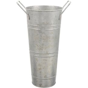 Alipis Metal Umbrella Stand Rack Standing Umbrella Holder Bin Canes Walking Sticks Holder Galvanized Metal Vases Farmhouse French Bucket with Handles Silver