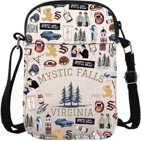 Vampire TV Show Inspired Crossbody Purse Bag TVD Enthusiasts Carry-on Bag Vampire Gift Mystic Falls Virginia Est 01864 Gift