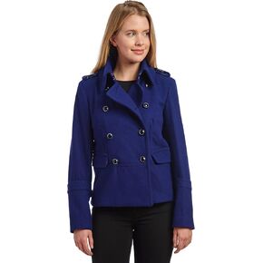 Donatella Women's Petite Double Breasted Wool Pea Coat