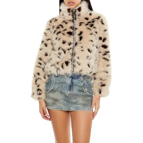 Forever 21 Women's Cheetah Faux Fur Zip-up Coat