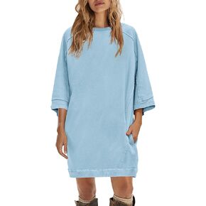 Yanekop Womens Tunic Sweatshirt Dress كبيرة الحجم من بلوزات طويلة الطوار