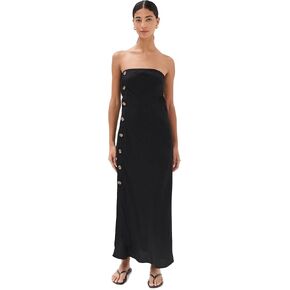 LE BOP Women's Strapless Button Maxi Dress