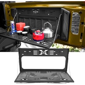 Tailgate Table Stainless Steel Black Rear Foldable Shelf for Wrangler JK JKU 2007-2017 & JL JLU 2007-2024 2/4 Door High Load-Bearing Capacity Storage Cargo Luggage Holder Carrier