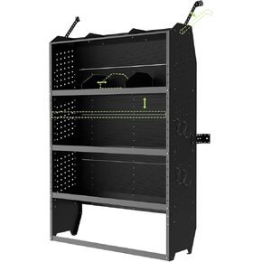 StarONE Cargo Van Shelving Storage Fit for Mid/High Roof Ford Transit,Promaster,Sprinter,Chevy Express w/Hooks,Black,Steel,42" W x 60" H x 13" D
