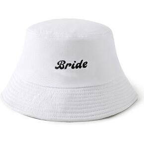 Coucoland White Bride Bucket Hat - Bride Beach Sun Hat Outfit Bashelorette Party Assactory لمشاركة الزفاف في الهواء الطلق in Kuwait