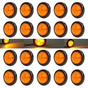 NEW SUN 2" Round LED Trailer Lights, Clearance Marker Lights 4 Diodes 12V, Waterproof, with Grommet & Plug+Play 2 Pin for Trailer, Truck, RV, Boat, Camper, Fender, 5 PCS Red & 5 PCS Amber