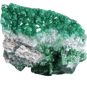 Natural Raw Fluorite Crystal Cluster Mineral Specimen for Collection, Madagascar Stone Green Fluorite Rough Geode Crystal for Meditation Home Office Decor, 1.1-1.32 lb