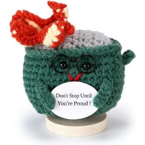 دمية عباد الشمس الإيجابية للكروشيه - زهرة الدعم العاطفي - هدية تقدير مصنوعة يدويًا للمعلم ، زميل في العمل ، أفضل صديق - شكرا لك هدية للنساء - ديكور الزهور الكروشيه in Kuwait