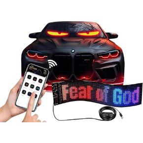 2PCS LED Eyes for Car Windshield - Custom Programmable Scrolling LED Sign for Car Truck, Animated Devil Eyes Light for Windshield Business (64 * 20)