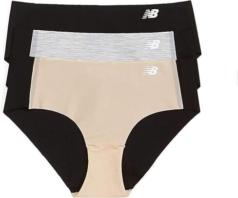 New Balance Women's Laser Hipster Panties (3 Pack), Black/Concrete Grey Space Dye/Nude, X-Large in Kuwait