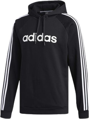 adidas mens Essentials 3-Stripes Pullover Hoodie Black/White2 Large in Kuwait