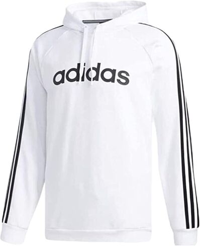 adidas mens Essentials 3-Stripes Pullover Hoodie Black/White2 Large in Kuwait