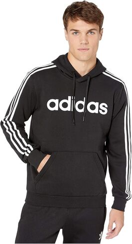 adidas mens Essentials 3-Stripes Pullover Hoodie Black/White2 Large in Kuwait