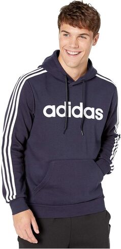 adidas mens Essentials 3-Stripes Pullover Hoodie Black/White2 Large in Kuwait