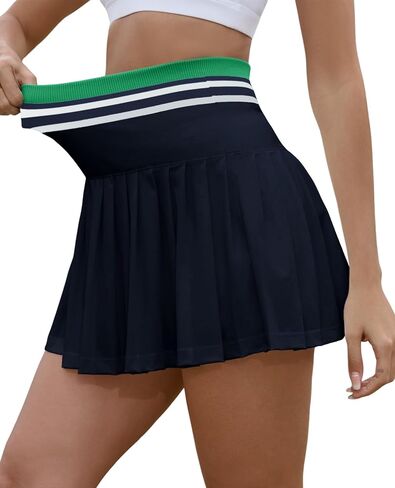 Womens Pleated Tennis Skirt with Shorts High Waisted Athletic Skorts Golf Skirts with Pocket Tummy Control in Saudi Arabia