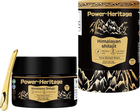 Power Heritage Pure Himalayan Shilajit Resin for Men & Women 75 Servings for Energy Boost & Immune Support, 85+ Trace Minerals, 75%+ Fulvic Acid, with Lab Test Report,400mg in Saudi Arabia