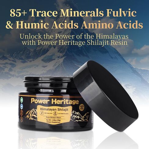 Power Heritage Pure Himalayan Shilajit Resin for Men & Women 75 Servings for Energy Boost & Immune Support, 85+ Trace Minerals, 75%+ Fulvic Acid, with Lab Test Report,400mg in Saudi Arabia