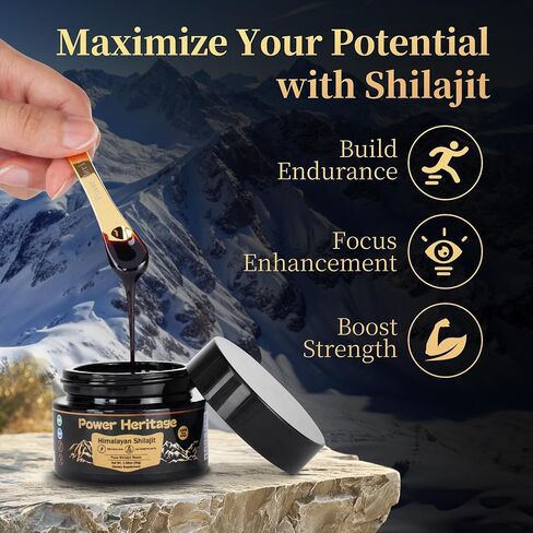 Power Heritage Pure Himalayan Shilajit Resin for Men & Women 75 Servings for Energy Boost & Immune Support, 85+ Trace Minerals, 75%+ Fulvic Acid, with Lab Test Report,400mg in Saudi Arabia