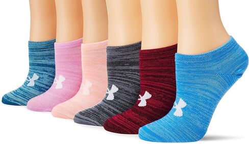 Under Armour Essential 2.0 No Show Socks 6-Pair White/Halo Gray/Assorted MD (Women's Shoe 6-10) in Kuwait