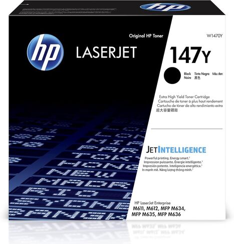 خرطوشة حبر أسود HP 147A | يعمل مع LaserJet Enterprise M610 وM611 وM612 وLaserJet Enterprise MFP M634 وM635 وM636 | W1470A | إنتاجية تصل إلى 10,500 صفحة مع مسحوق حبر أسود لطابعات HP LaserJet Enterprise M610 وM611 وM612 in Kuwait