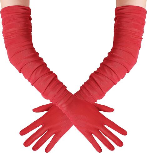 BABEYOND Long Gloves for Women - Mesh Tulle Stretchy Opera Party Costume Wedding Accessories in Saudi Arabia
