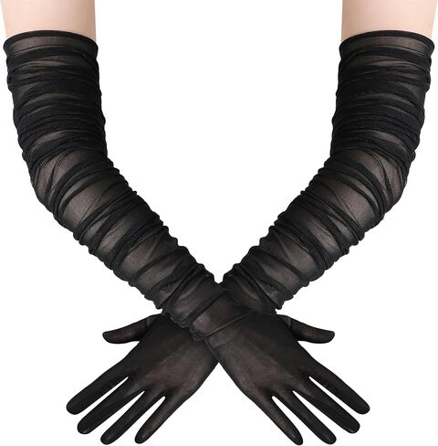 BABEYOND Long Gloves for Women - Mesh Tulle Stretchy Opera Party Costume Wedding Accessories in Saudi Arabia